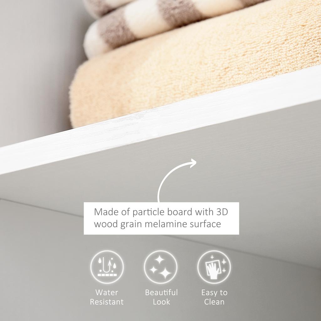 Open Wardrobe On Wheels Bedroom Wardrobe With Clothes Hanging Rail 3 Storage Shelves Mobile Garment Rack For Cloakroom Hallway White
