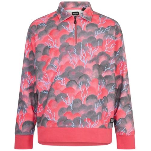 Levis Mens Lacoste All-Over Print Collared Sweatshirt