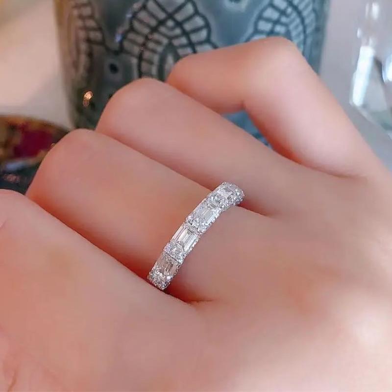 Huitan Sparkling Square Cubic Zirconia Rings for Women Exquisite Bride Wedding Ceremony Party Rings Fashion Contracted Jewelry
