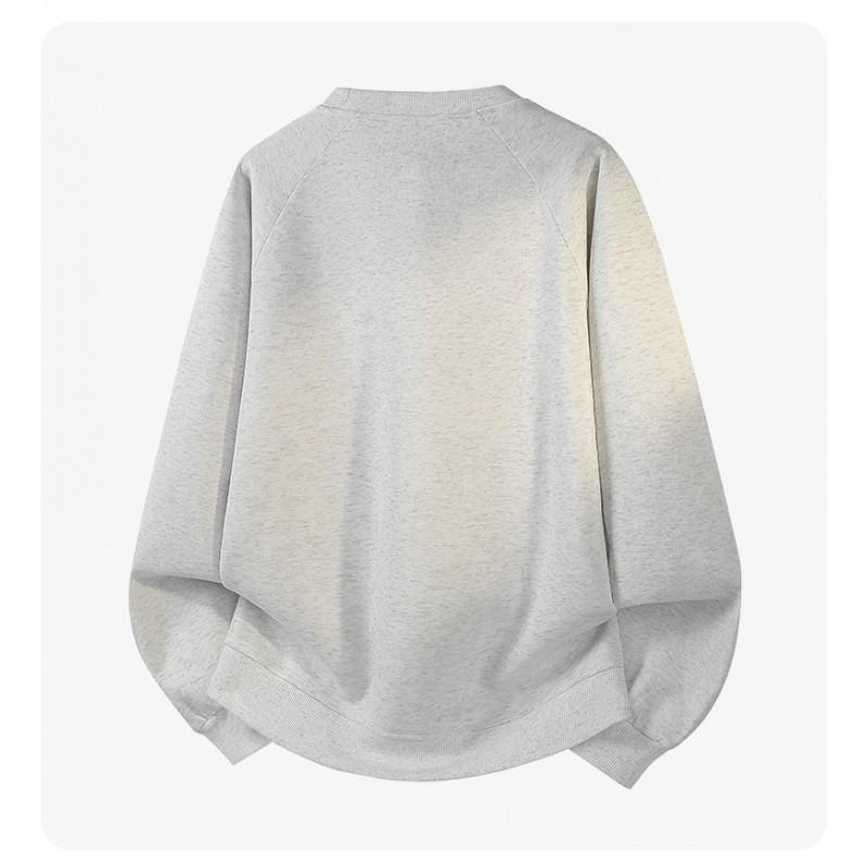 2025 Mens Loose Fit Crewneck Sweatshirt Colorblock Cotton Blend Long Sleeve Top
