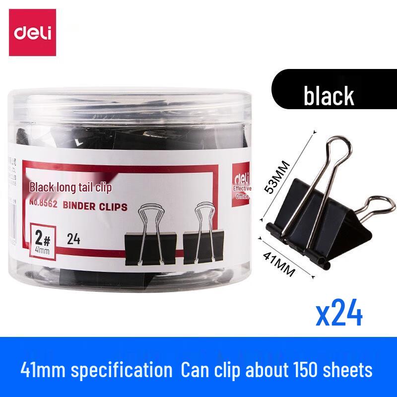 Deli Colored Binder Clips 41mm (24 Pcs)