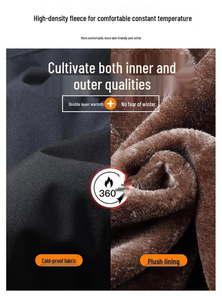 Men's Warm Velvet Jacket, Stand Collar, Versatile for All Ages, Casual Fit for Autumn & Winter
