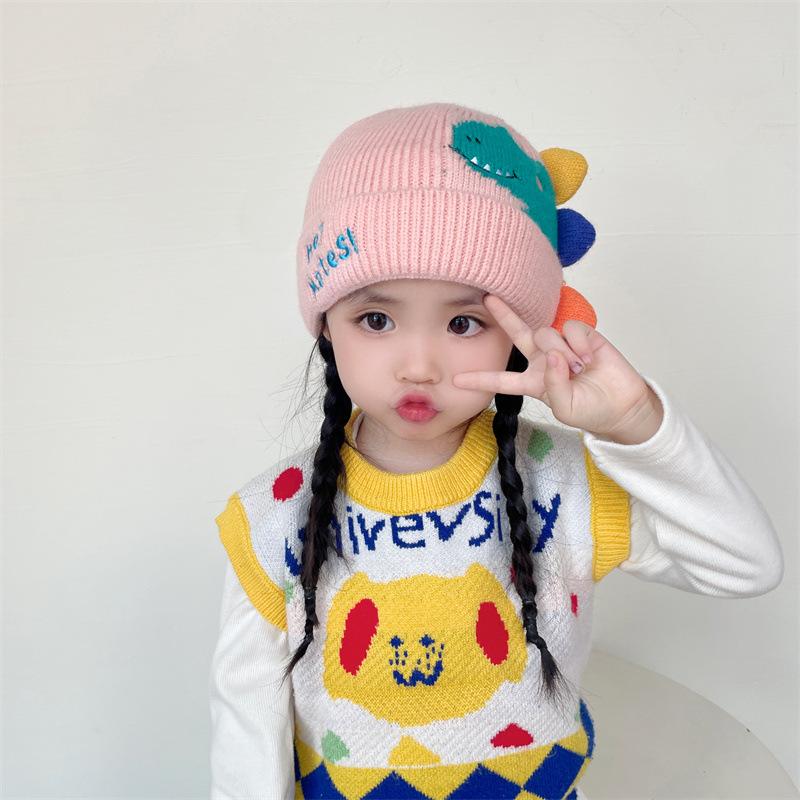 Children's Hat Girls Cute Dinosaur Warm Hat New Autumn and Winter Little Boy Cartoon Windproof Ear Hat