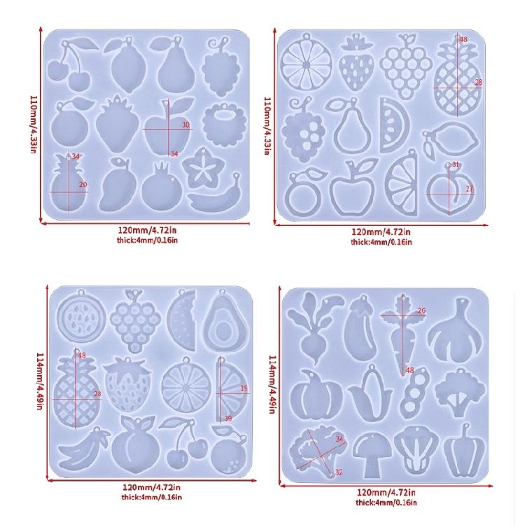 Silicone Earring Molds Resin Drop Jewelry Moulds Fruit/Vegetable Series Jewelry Making Molds for Kids and Teens Crafting