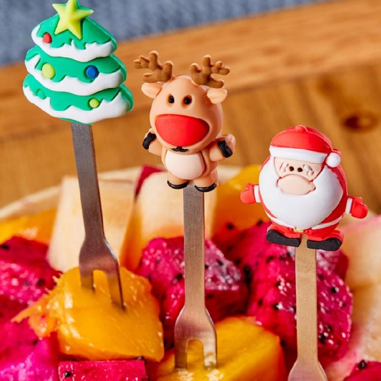 5 Pcs Christmas Fruit Dessert Fork Reusable Appetizer Forks Dessert Cake Fork