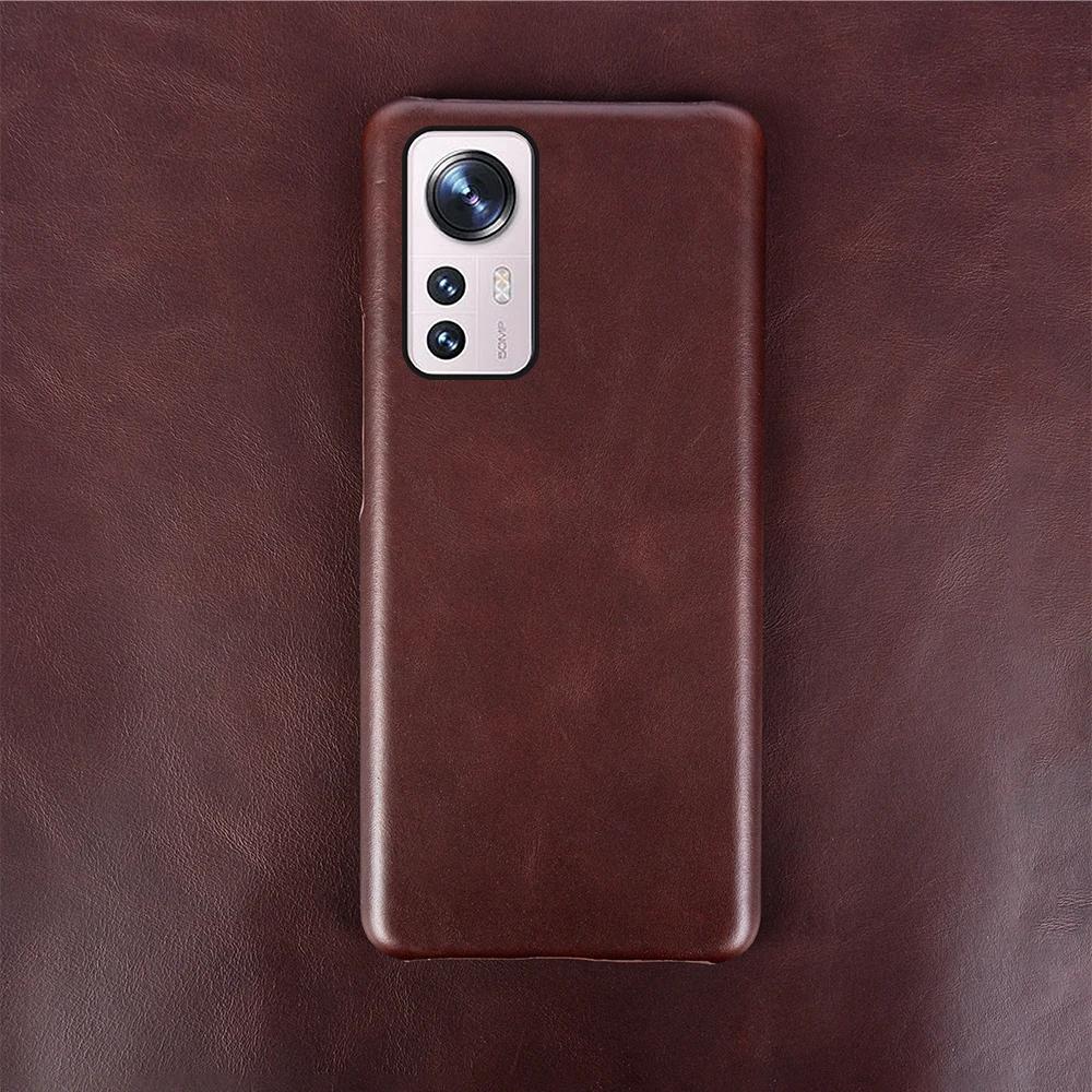 Genuine Leather Phone Case For Xiaomi 17T Pro Hand Made Oil Wax Cover Pattern Mi 12X 12Pro 12S Ultra 12Mini 12 Lite Poco Series
