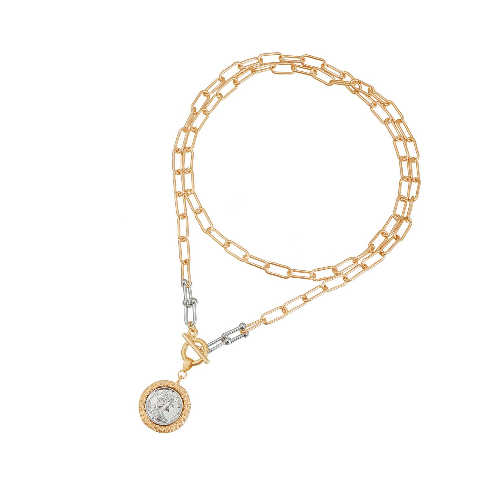 

Элегантное винтажное рельефное портретное ожерелье из сплава, классические ретро-украшения в подарок, модное винтажное ожерелье с монетой для женщин