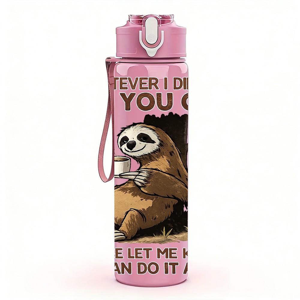 1PC Grumpy Bear Funny Sarcastic Quote 750ml Color Plastic Sports Water Bottle Leakproof Flip Straw Lid Suitable for Sports Office Home Use