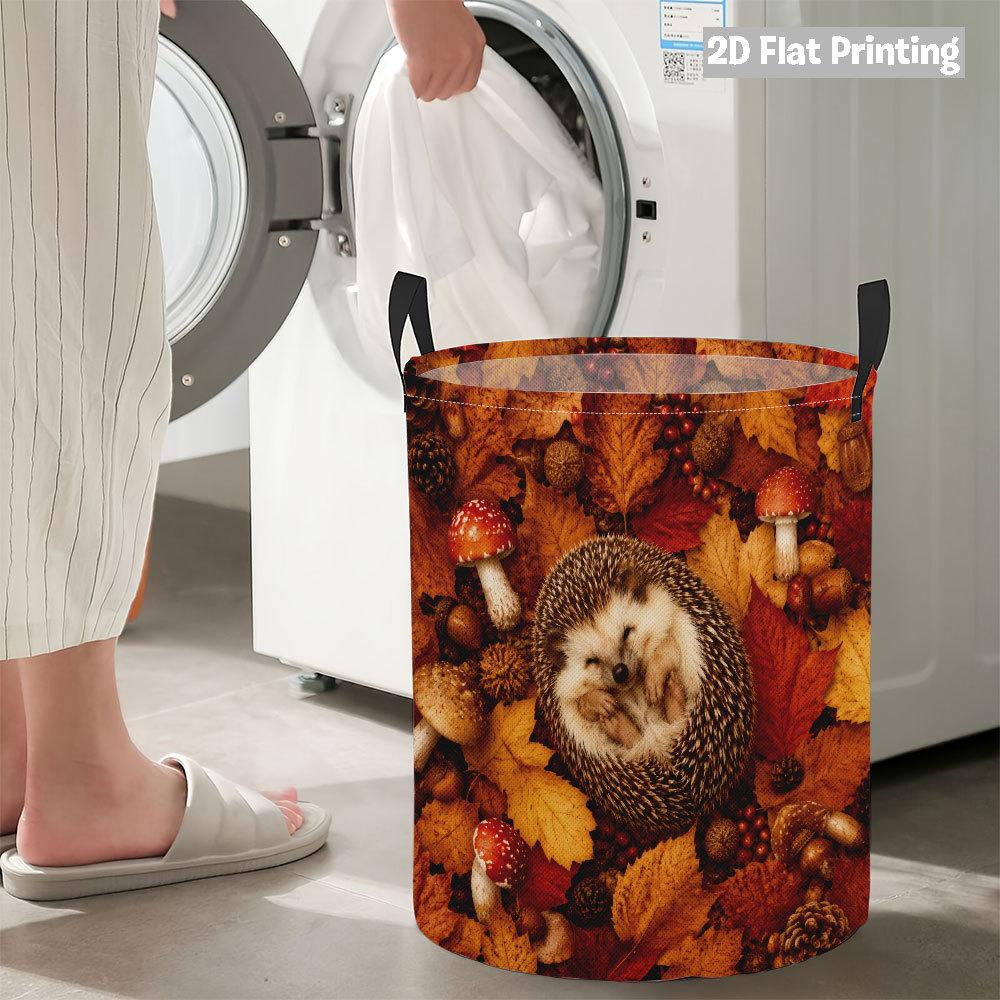 Collapsible Laundry Basket Large Round Waterproof Fabric Hamper Dirty Clothes Storage Bin Toy Organizer with Handles