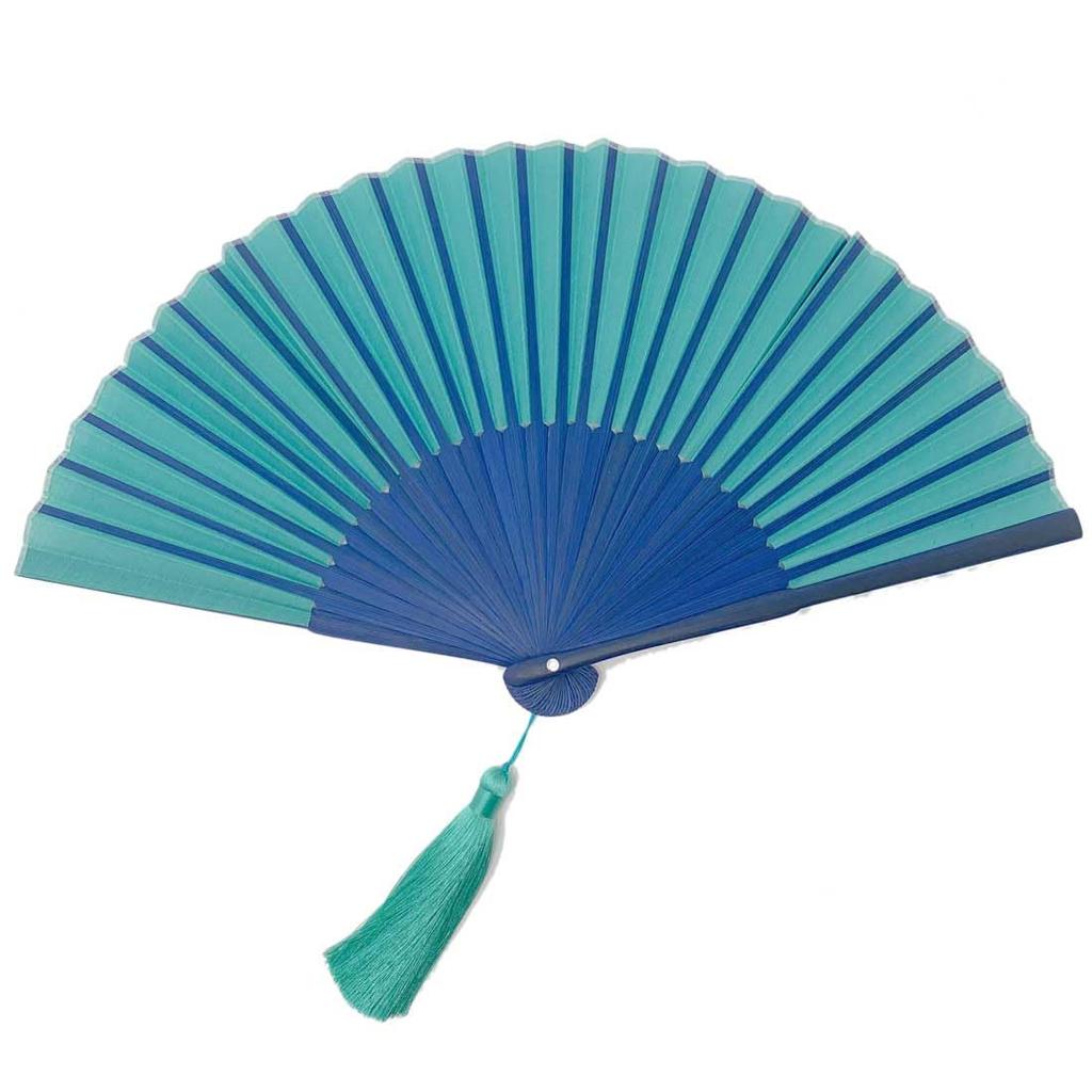 [Nishikawa Shoroku Shoten] Summer Fan with Fan Case, Two-Tone Design, Bi-Color, Women's, Ladies, byCOLOR, Handcrafted, Green X Navy, Mother's Day