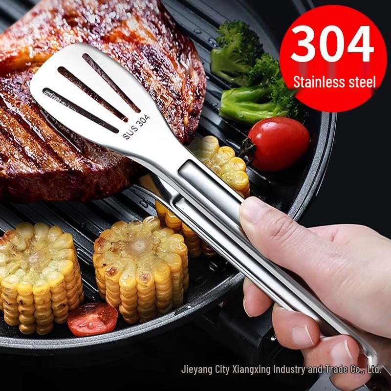 304 Stainless Steel Kitchen Tongs: Multi-Purpose for Grilling, Baking, and Pan-Frying