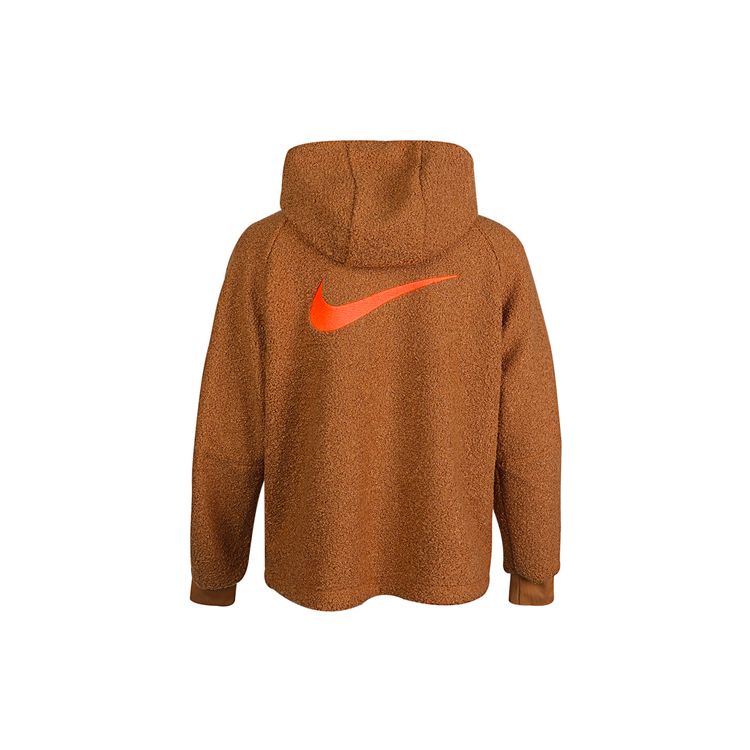 Nike Sports Casual Logo Sherpa Pullover Sweatshirt Women sweatshirt Brown DC5141-281