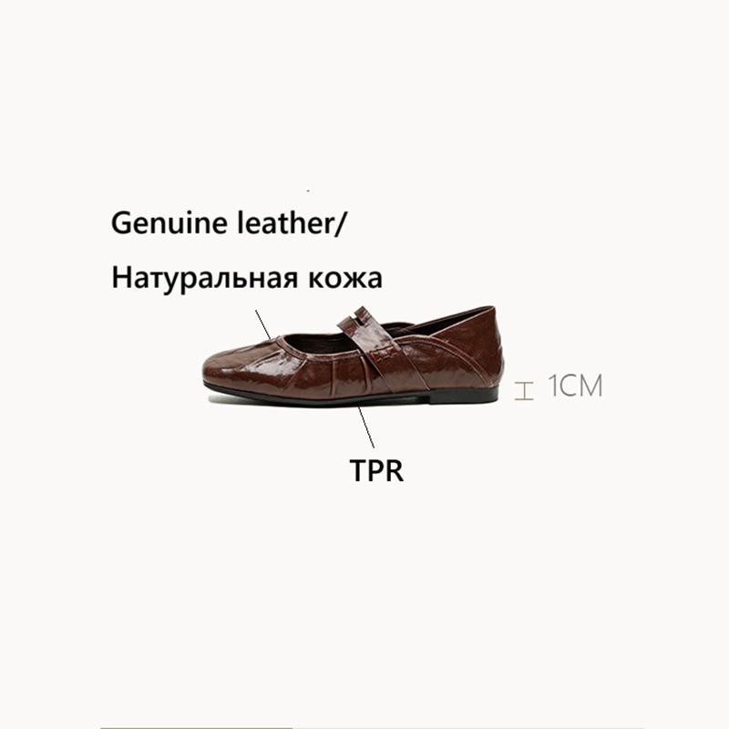 Fashion NEW Autumn/Spring Women Pumps Genuine Leather Shoes for Women Square Toe Low Heel Shoes Pleated Shallow Daily Shoes Mary Janes