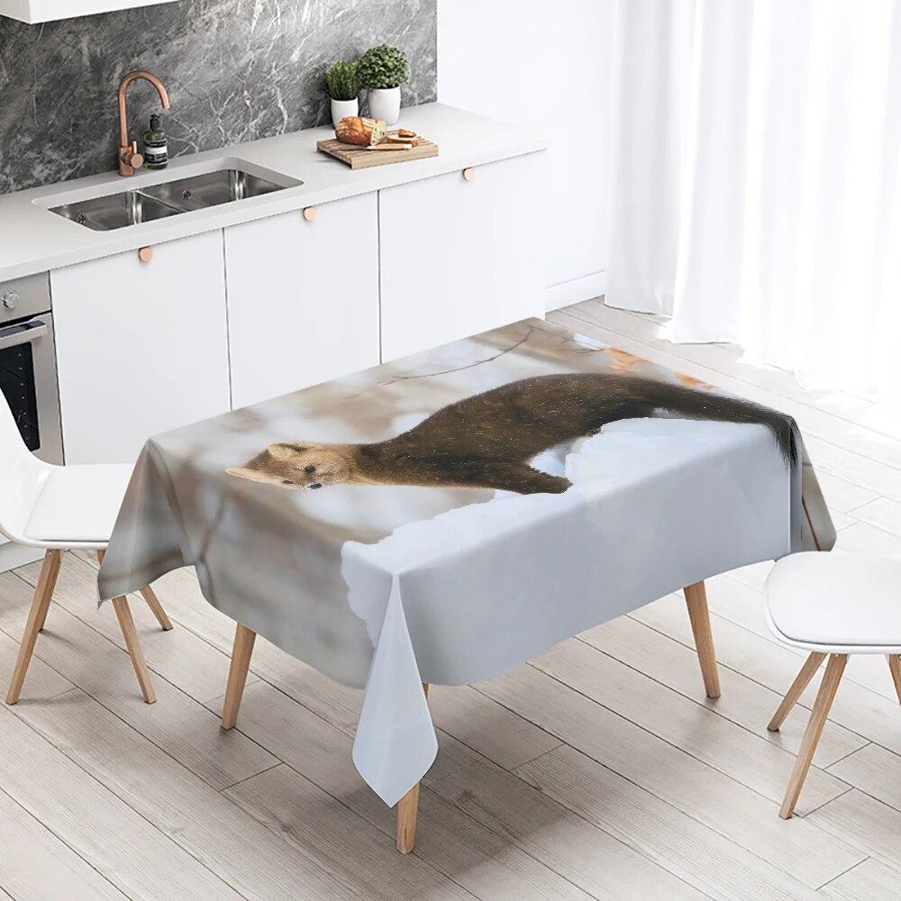 Cute Mink Animal Tablecloth Party Restaurant Table Decoration Waterproof Rectangular  Kitchen New Home