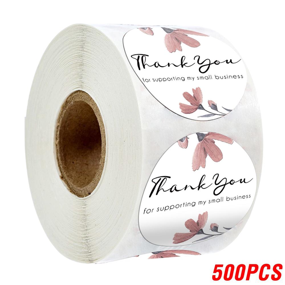 500pcs Thank You Sticker Envelope Seal Scrapbook Sticker Pink Heart Cute Round Sticker Stationery Label Stickers