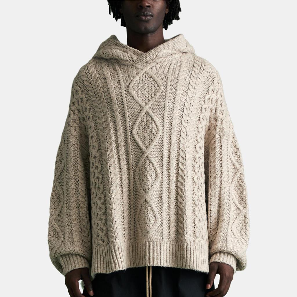 Men's Hoodie Fear of God Essentials Cable Knit Hoodie 'Silver Cloud'