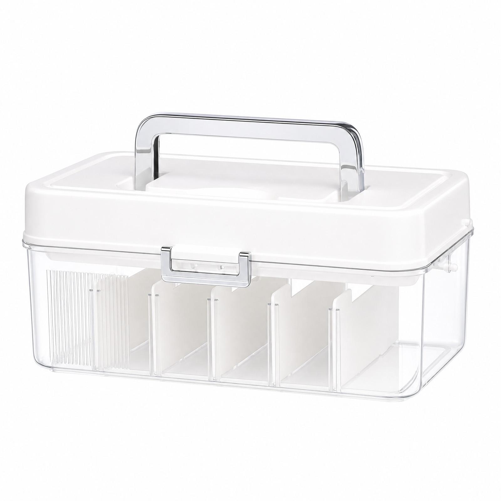 Home Medicine Box Double-Layer Transparent Waterproof Medicine Storage Classification Portable First Aid Kit Small Medicine Box белый