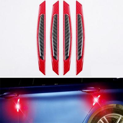 4x Red Reflective Carbon Fiber Car Door Edge Protector Anti-collision Sticker