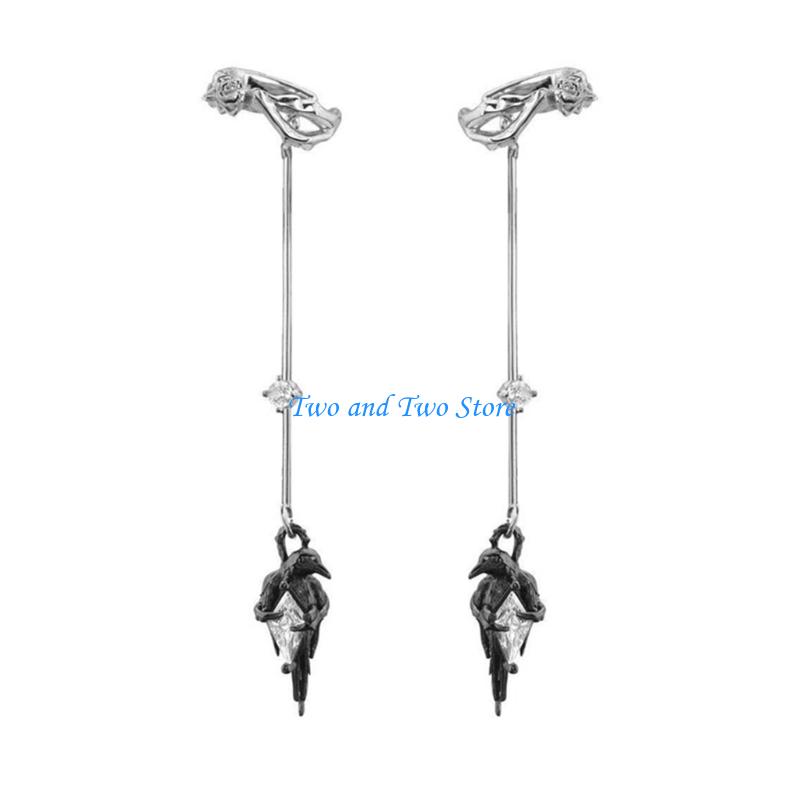 HX6F Unique Goth Ear Clip Jewelry Animal Theme Earrings Unisex Dark Fashion Accessory