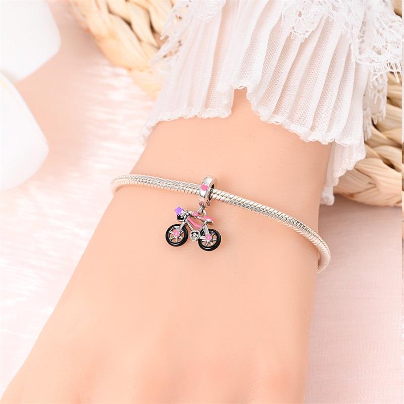 Copper Adventure Car Beads Spinning Wheels Bicycle Dangle Charm Fits Brand Bracelet Diy Jewelry Necklace Pendant