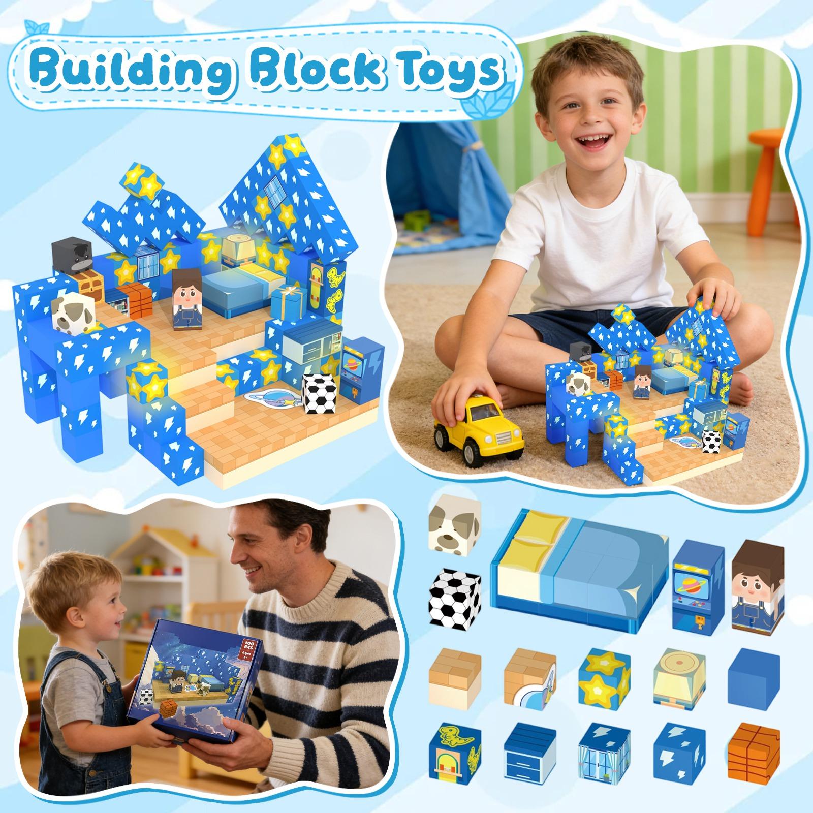 Magnetic Building Block Set, Magnetic  , Magnetic Sheets, Children S Diy Toys One Size синий