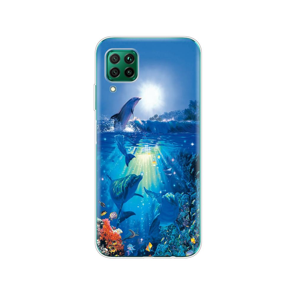 Pouzdro s motivem delfína pro Huawei P40 Lite E P40 Pro P Smart 2020 kryt pro Huawei Y5P Y6P Y7P Y8P Y6S Y9S NOVA 5T