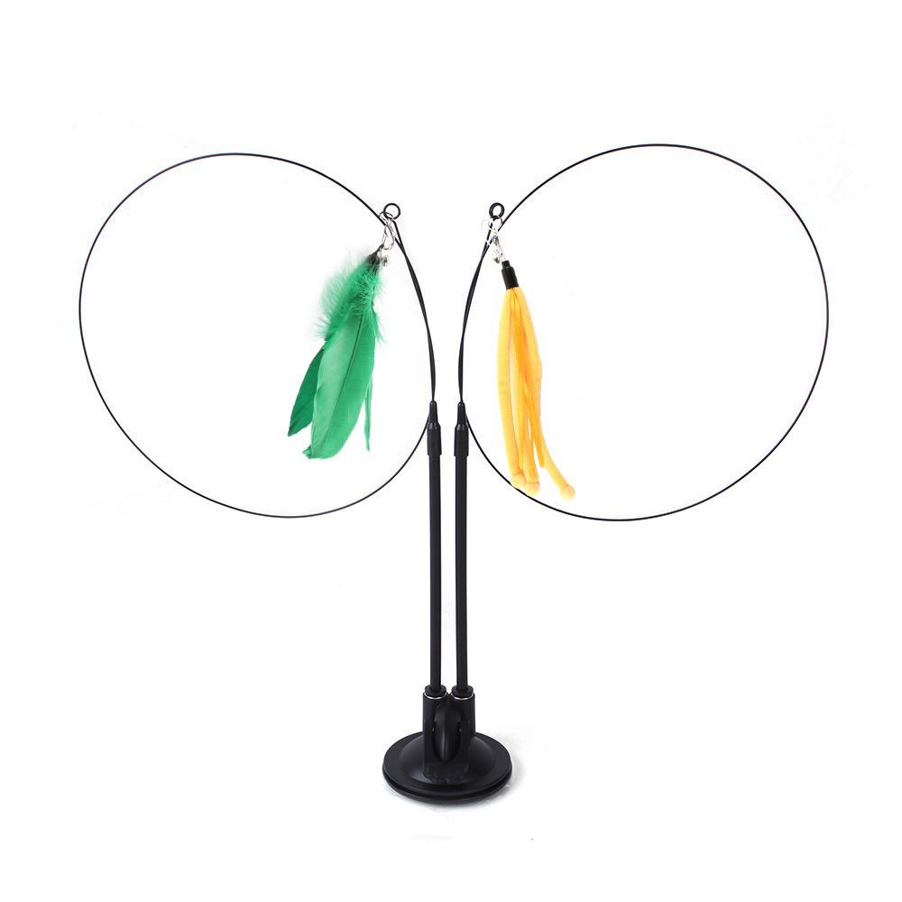 Cat Toys Simulation Bird Interactive Sucker Feather Bird with Bell Cat Stick Toy for Kitten Playing Teaser Wand Toy Cat Supplies