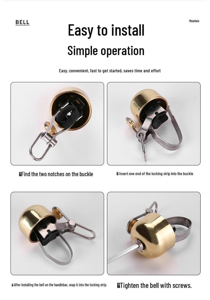 Retro Copper Bicycle Bell for Mountain and Fixed Gear Bikes