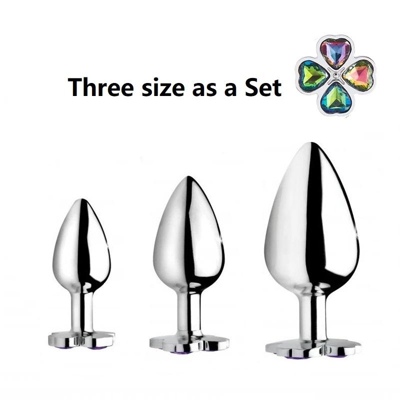 Small medium large set huge four leaf cover Metal Anal plug jewelry butt beads dildo insert BDSM vaginal Sex toy for men women