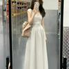 Elegant White Spaghetti Strap Backless Summer Dress for Women - Perfect for 2026 Beach Vacation