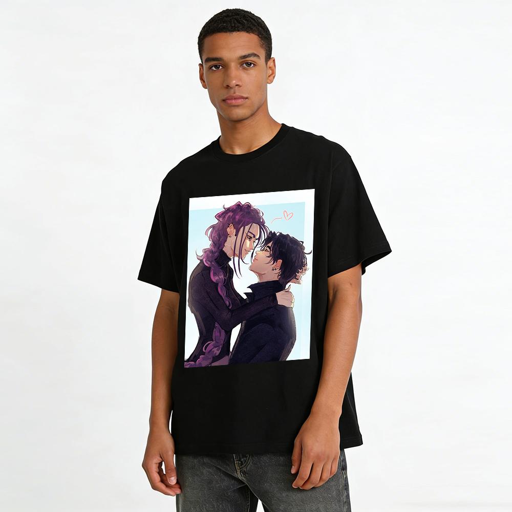 Dark Style CP Doujin Print Long Sleeve Top Niche Cool Anime Couple Loose Casual Base Shirt Pure Cotton T-shirt