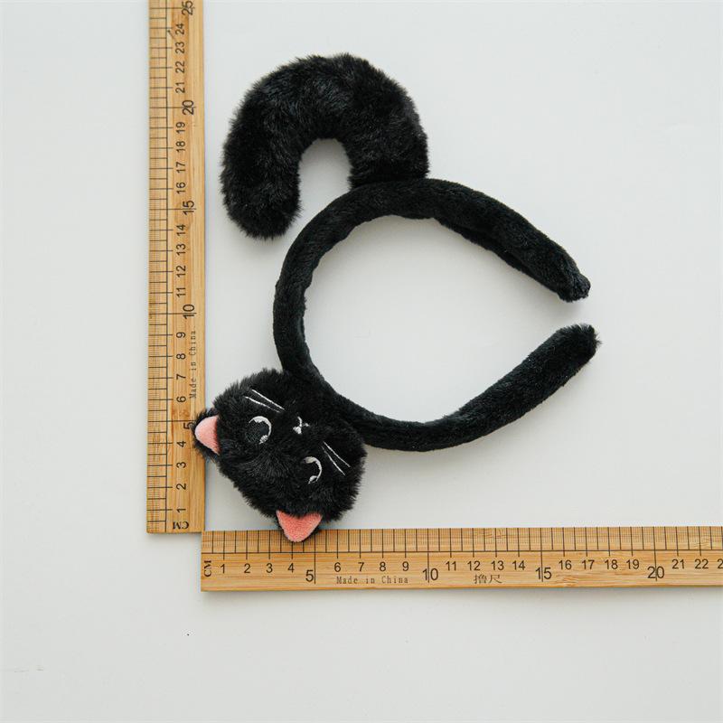 Black Cat Themed Hair Accessories Plush Halloween Styling Tools Cute Animal Ear Hair Ties Party Decorative Headwear