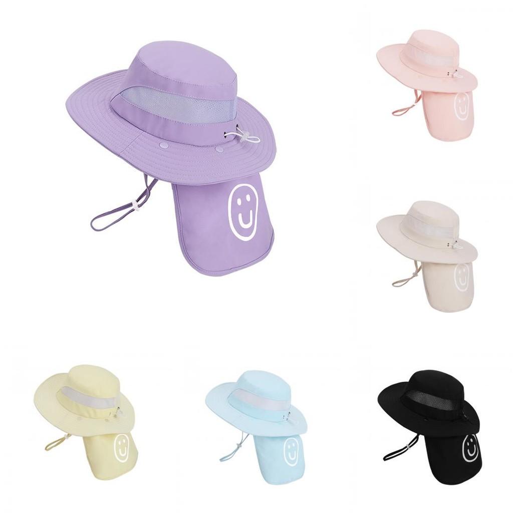 Childrens Summer Sun Hat With Large Brim And Neck Flap For Outdoor Play