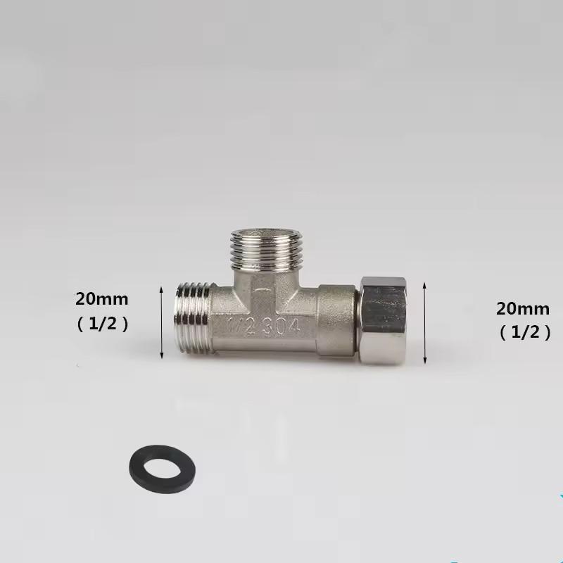 Robinet T din Oțel Inoxidabil 1/2 Inch Adaptor T Robinet de Deviație Trei Căi Baie Bideu Pulverizator Duș Dispozitiv Orificiu Duș