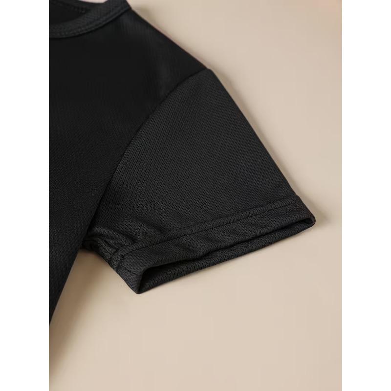 European sizes Girl Gamer Pattern T-Shirt - Black Casual Short Sleeve Crew Neck Pink Headset Handle Design