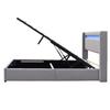 Lit coffre 140x200 - KING OF DREAMS - Dehoussable - Tête de lit LED - Montage rapide - PVC simili