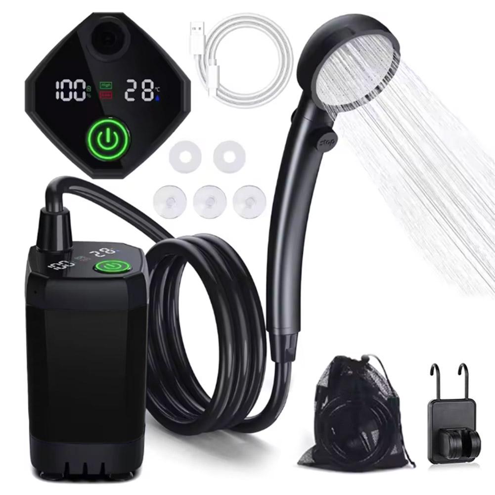 

6000mAh Outdoor Camping Shower Set Waterproof with Digital Display Portable Electric Shower Pump for Hiking Travel Pet Watering