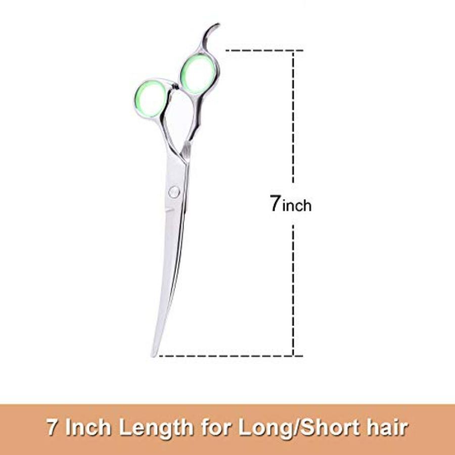 Pet Grooming Scissors Professional Dog Cat Grooming Shears with Round Blunt Tip Stainless Steel Dog Curved Scissors for Groomin