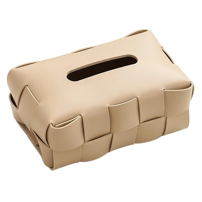 Taschentuchboxen aus Leder für Büro und Schlafzimmer, farblich blockiert, Schachbrettmuster, niedliches gewebtes Serviettenetui, rechteckig, für Ankleidezimmer, Küchentisch, Taschentücher-Organisationsbox