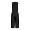 Women Button Down Sleeveless Rompers  Wide Legs Cotton Linen Rompers   With Pocket