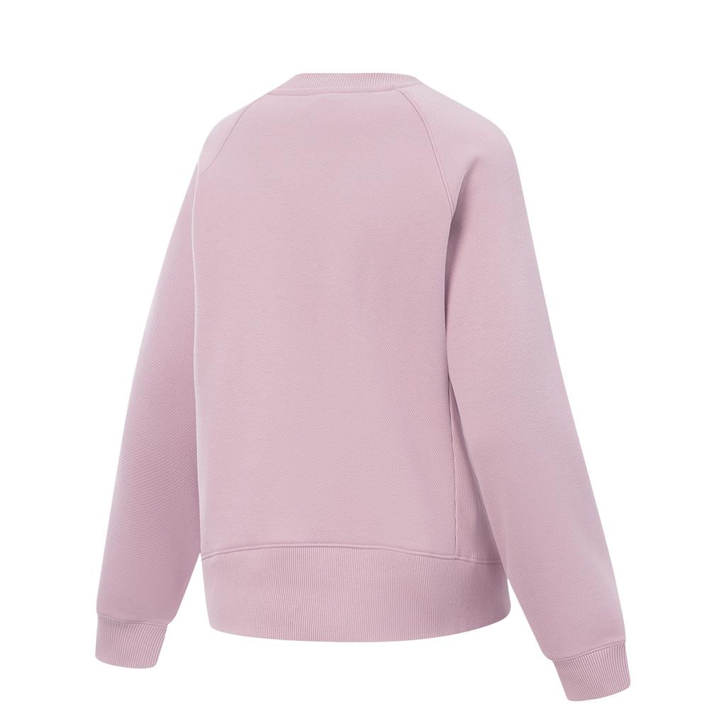 Li Ning Fitness Series Fleece Warm Lock Temperature Dry Long Sleeve Loose Round Neck Sweatshirt Women sweatshirt AWDV948-5