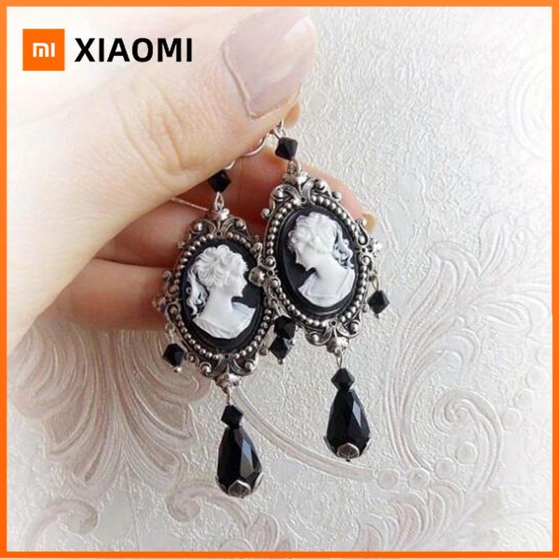 Xiaomi 1pair Gothic Retro Portrait Black Dangle Earrings Palace Style Birthday Jewelry Gift for Women