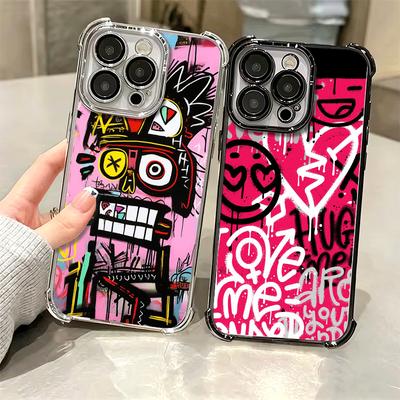 Graffiti Fashion Art Soft Phone Case For iPhone 15 16 17 Air 14 Pro Max 16E Plus 13 12 Mini Plating Anti-Fall Fundas
