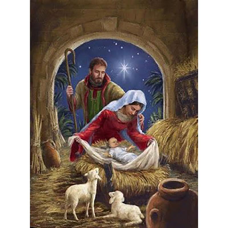 DIY 5D diamantmaleri helrundt borekorsstingsett Diamantbroderi Religion Mosaikk Portrett Hjemmedekor Veggkunstgave