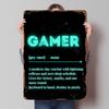 Panneau Métallique Néon Définition Gamer Affiche Personnalisée Art Mural Panneaux Métalliques Rétro Vintage pour Man Cave Décorations de Maison Décor