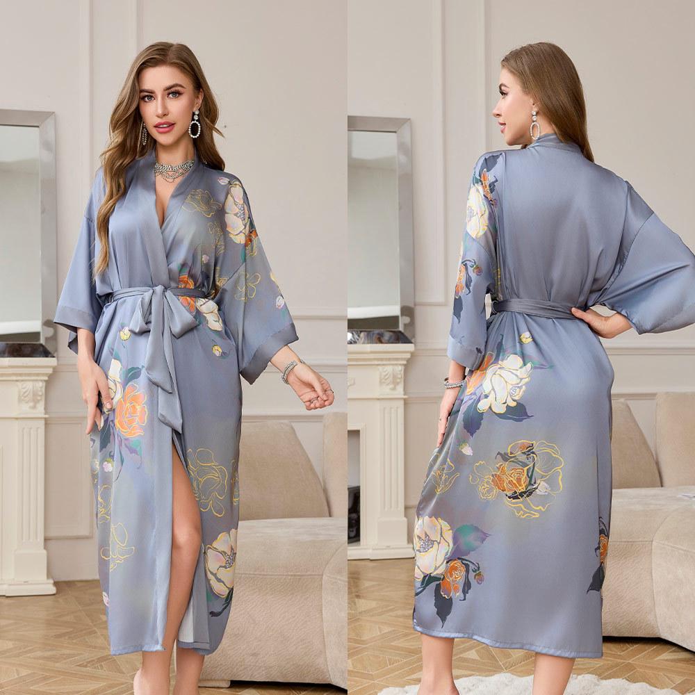 Yaoting's new pajamas women's spring and autumn seven-quarter-sleeved satin pajamas women's long-sleeved thin loungewear WP1110