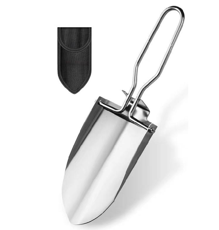 Folding Stainless Steel Garden Shovel for Worms, Mud, and Sand
