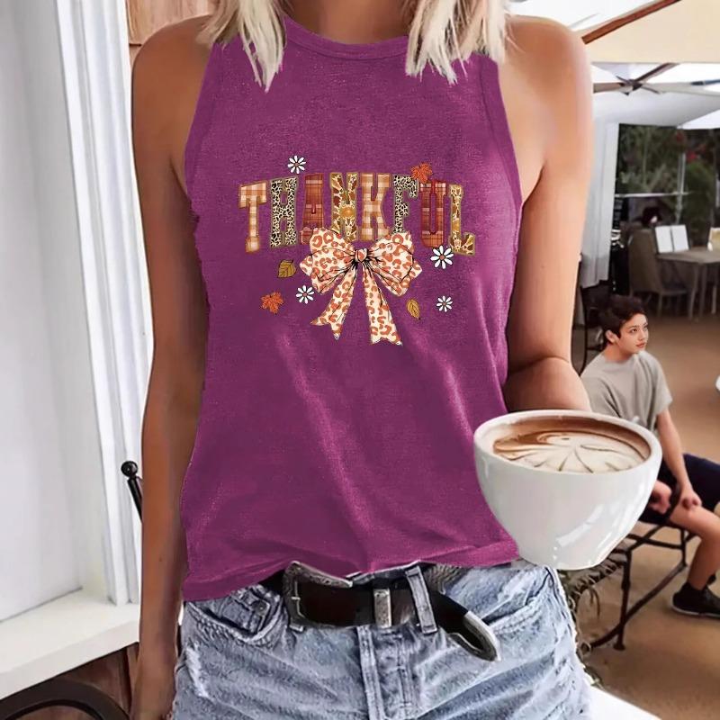A Loose Large Vest with A Women's Style Thanksgiving Pattern