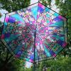 British Wind Rainforest Arch Transparent Umbrella Stained Glass Transparent Umbrella Long Handle Automatic Romantic Parasol