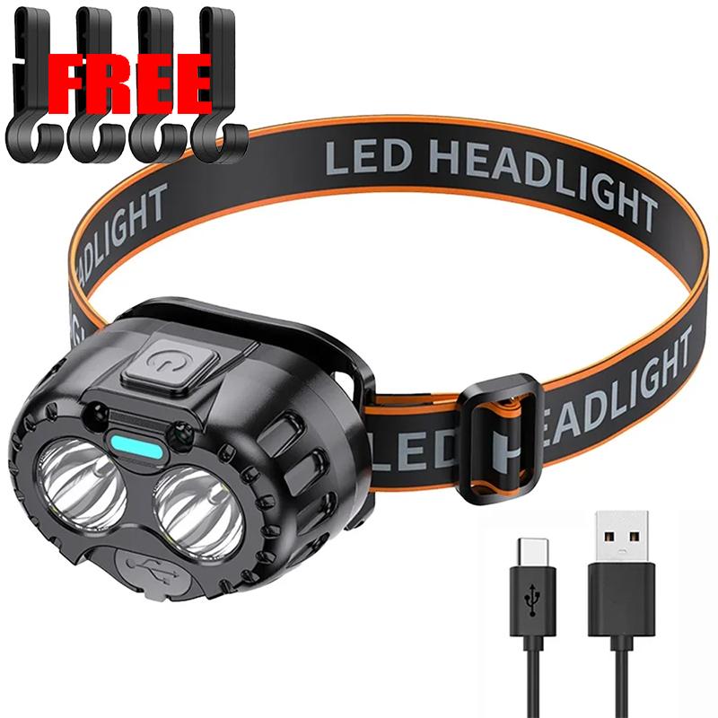 Portable XPE+LED Motion Sensor Headlight Rechargeable HeadLamp Flashlight Front Light for Camping Hiking Emergency Lantern Torch